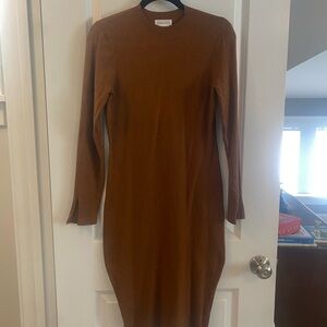 Lovers + Friends Warm Brown Long Sleeve Dress